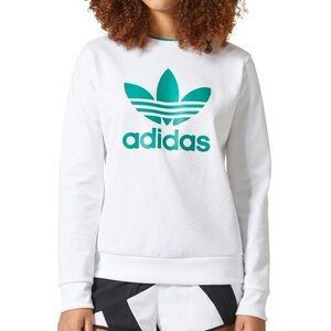 Adidas sweater jersey like sweatshirt  size xs -like new with cute emerald green